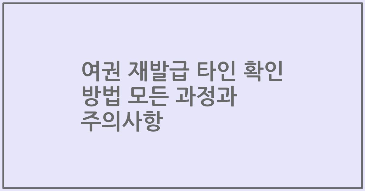 여권 재발급 타인 확인 방법 모든 과정과 주의사항
