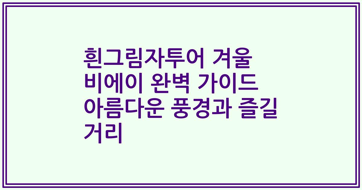 흰그림자투어 겨울 비에이 완벽 가이드 아름다운 풍경과 즐길 거리