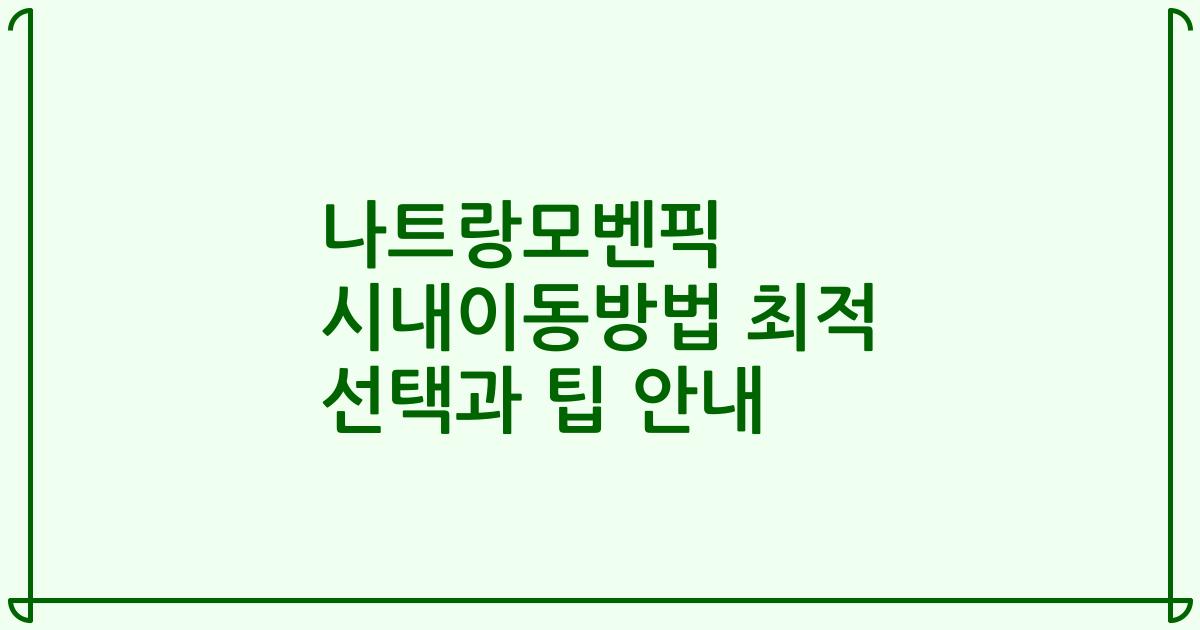 나트랑모벤픽 시내이동방법 최적 선택과 팁 안내