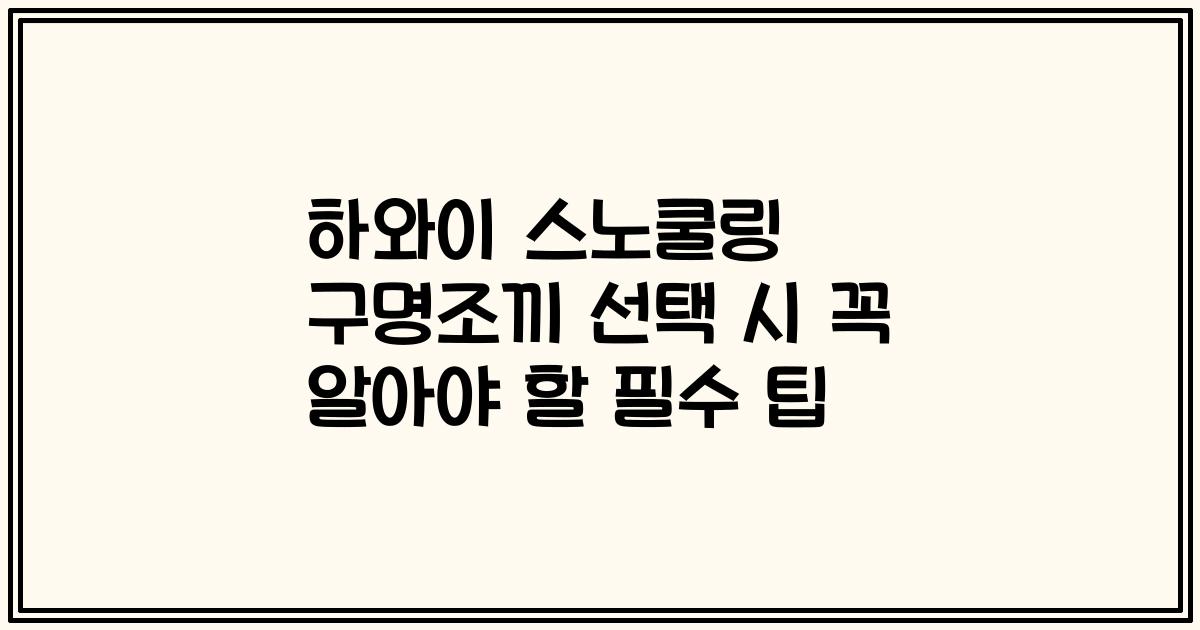 하와이 스노쿨링 구명조끼 선택 시 꼭 알아야 할 필수 팁