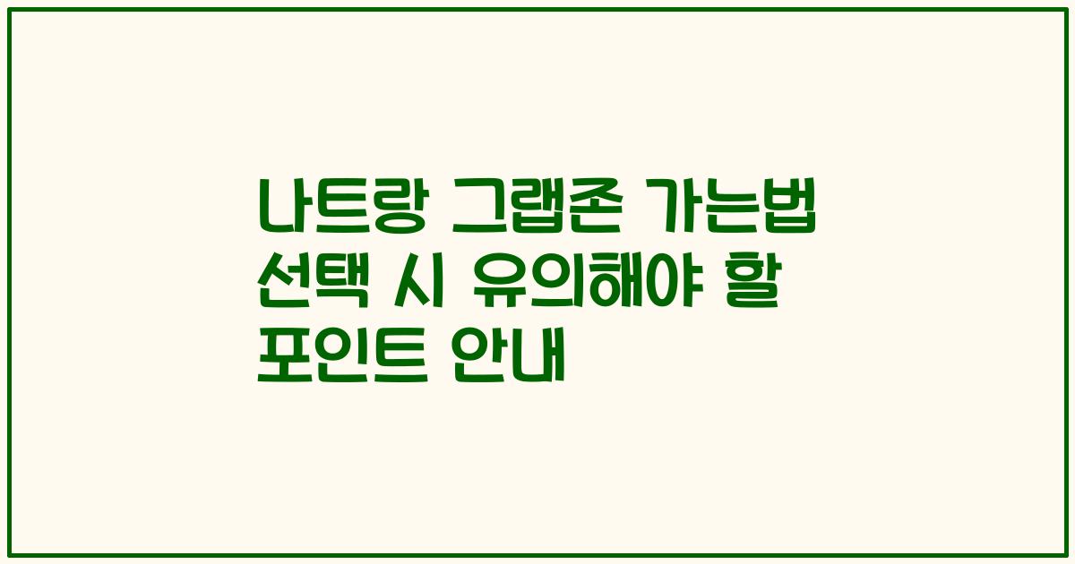나트랑 그랩존 가는법 선택 시 유의해야 할 포인트 안내
